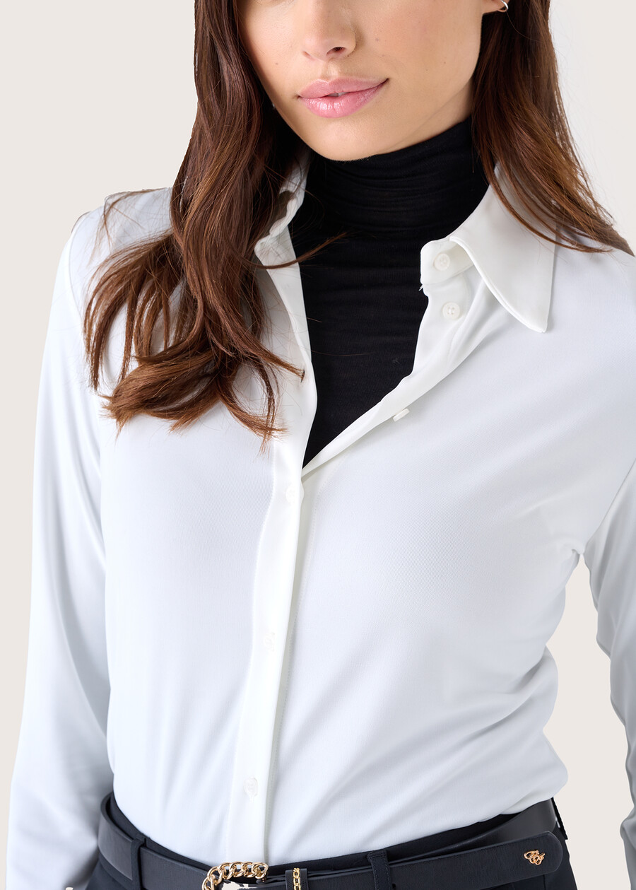 Camicia Alessia in jersey NERO BLACKVIOLA UVABIANCO WHITEMARRONE BRUCIATO Donna , immagine n. 3