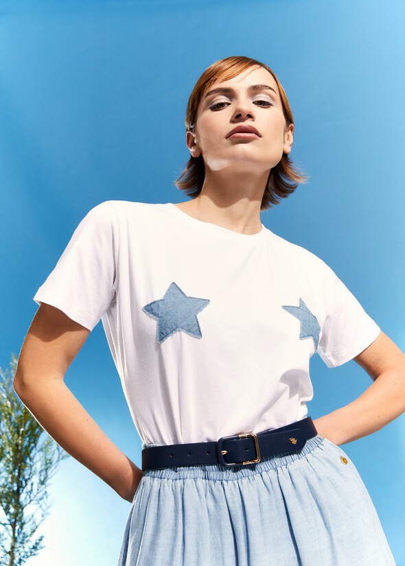 T-shirt Star 100% cotone BIANCO WHITE Donna null