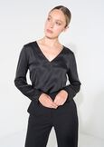 Beatrice satin V-neck blouse NERO BLACKBIANCO WHITEBLU Woman image number 2