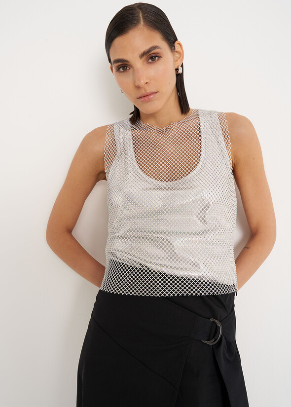 Top Tania in tessuto mesh ROSA NUDO Donna null