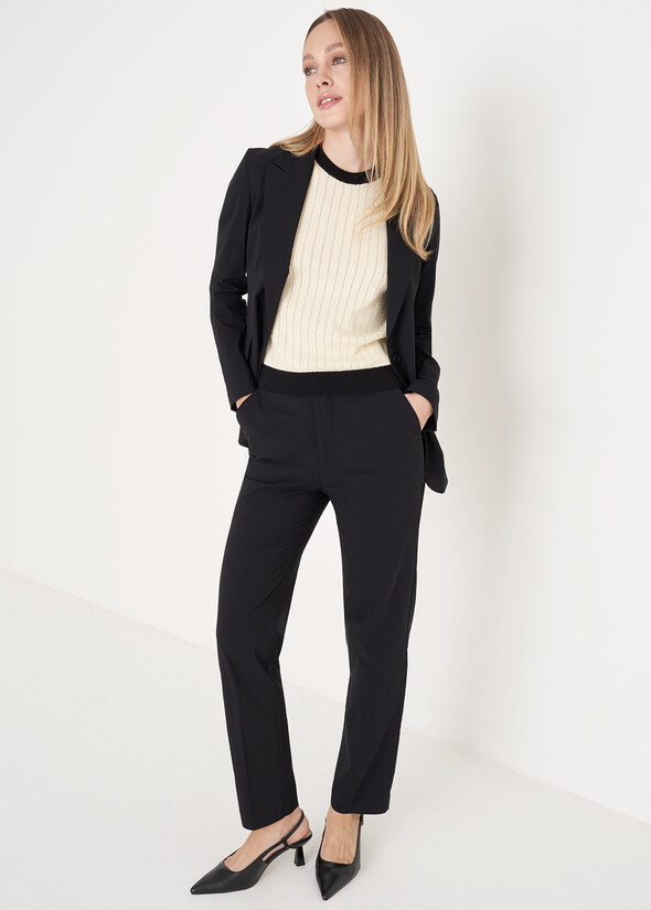 Viscose bengaline suit with trousers with pockets NERO BLACK Woman null