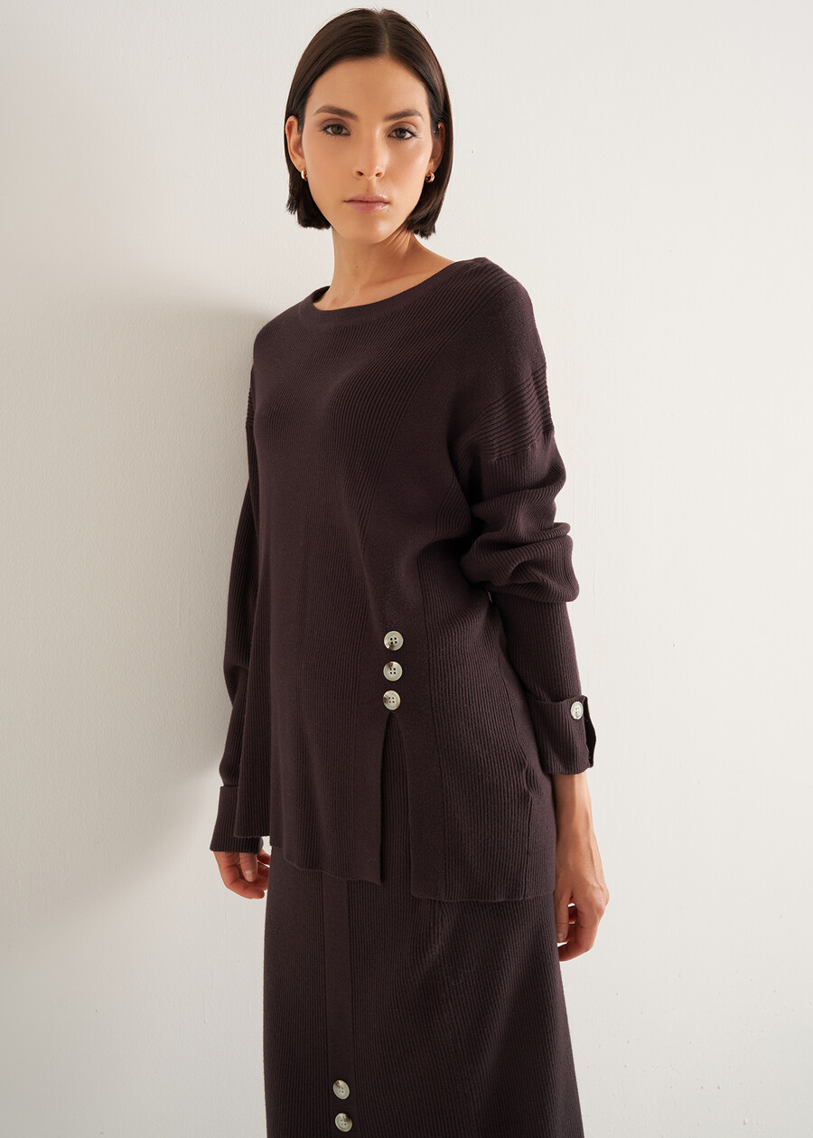 Mara ribbed sweater MARRONE CAFFEGRIGIO PERLA Woman , image number 2