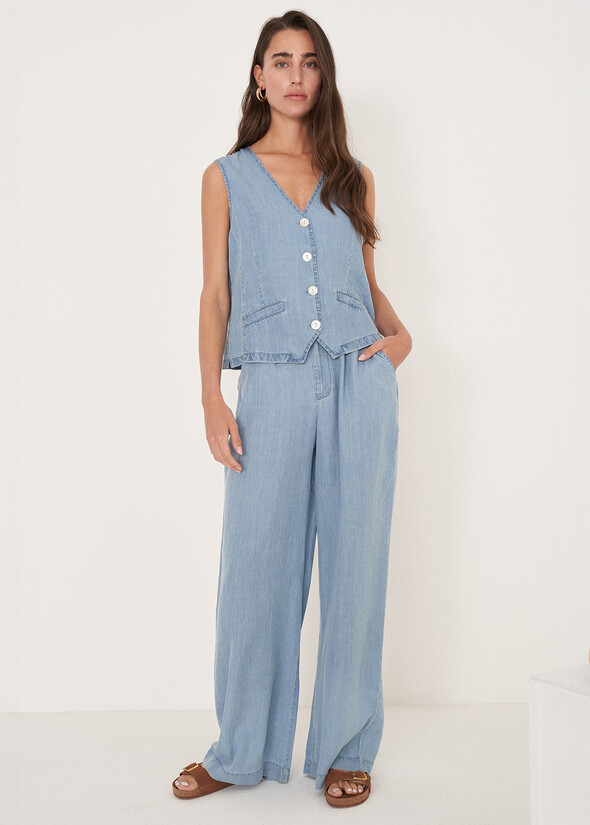 Pantaloni Pizzo chambray DENIM MEDIUM DENIM Donna null
