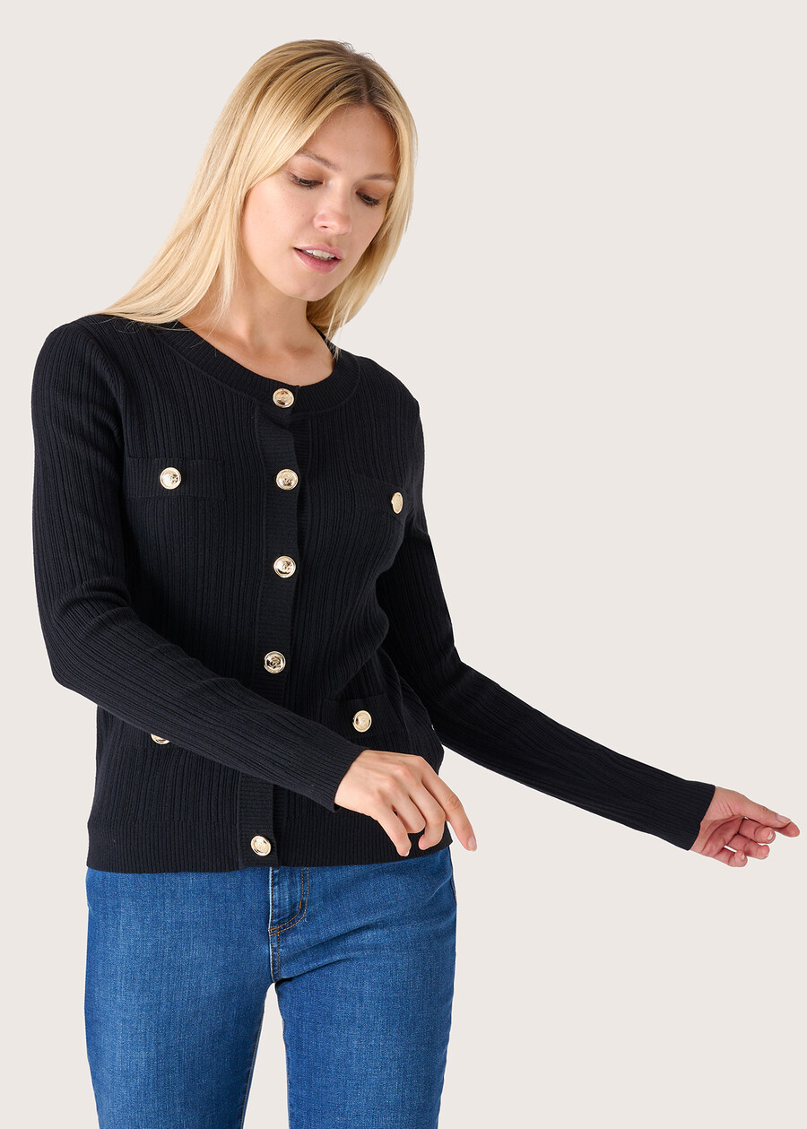 Clem round neck cardigan NERO BLACK Woman , image number 1