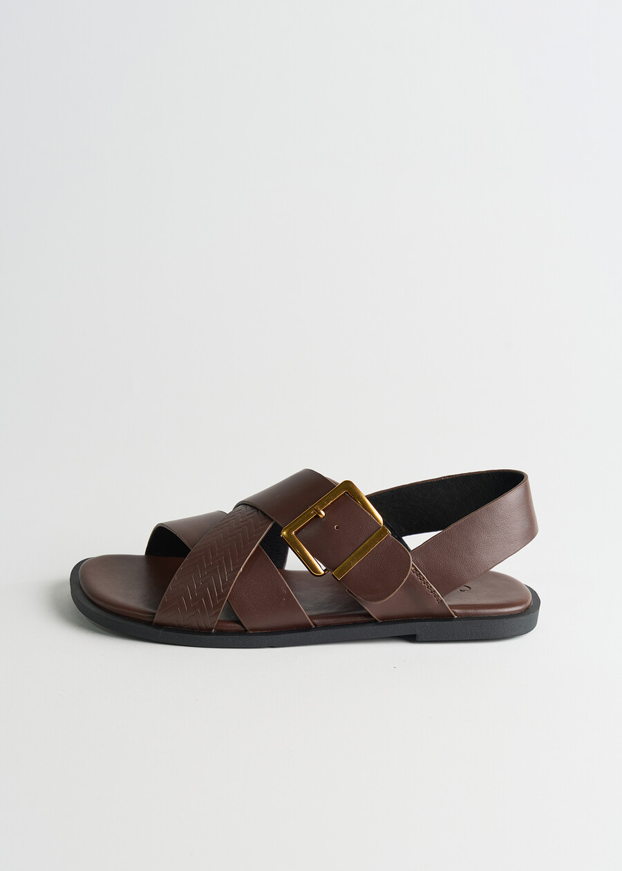 Siria genuine leather sandal MARRONE Woman , image number 5