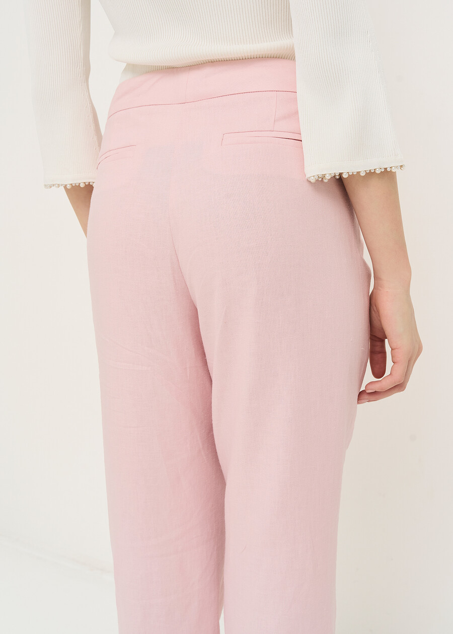 Pantaloni Giorgia-O in misto lino ROSABIANCO WHITE Donna , immagine n. 5