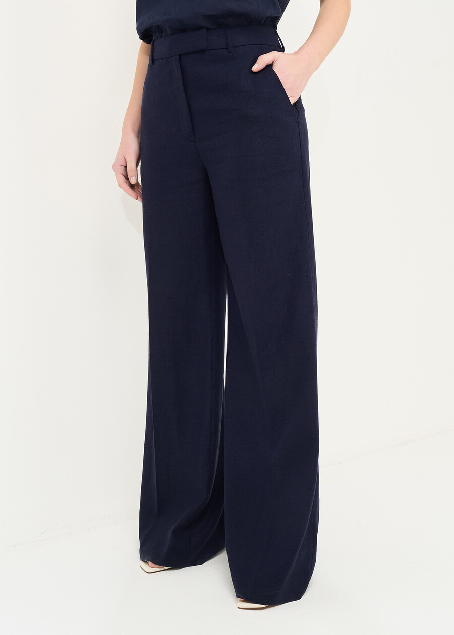 Paky linen blend trousers MARRONEMABKSBLU Woman , image number 3