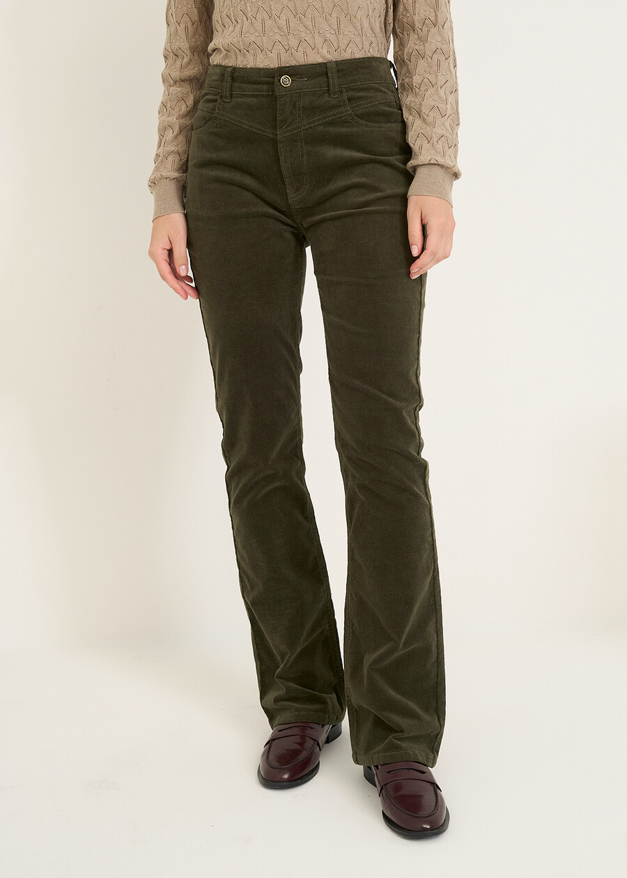 Pantaloni Cindy flare in velluto VERDEMARRONE Donna , immagine n. 2