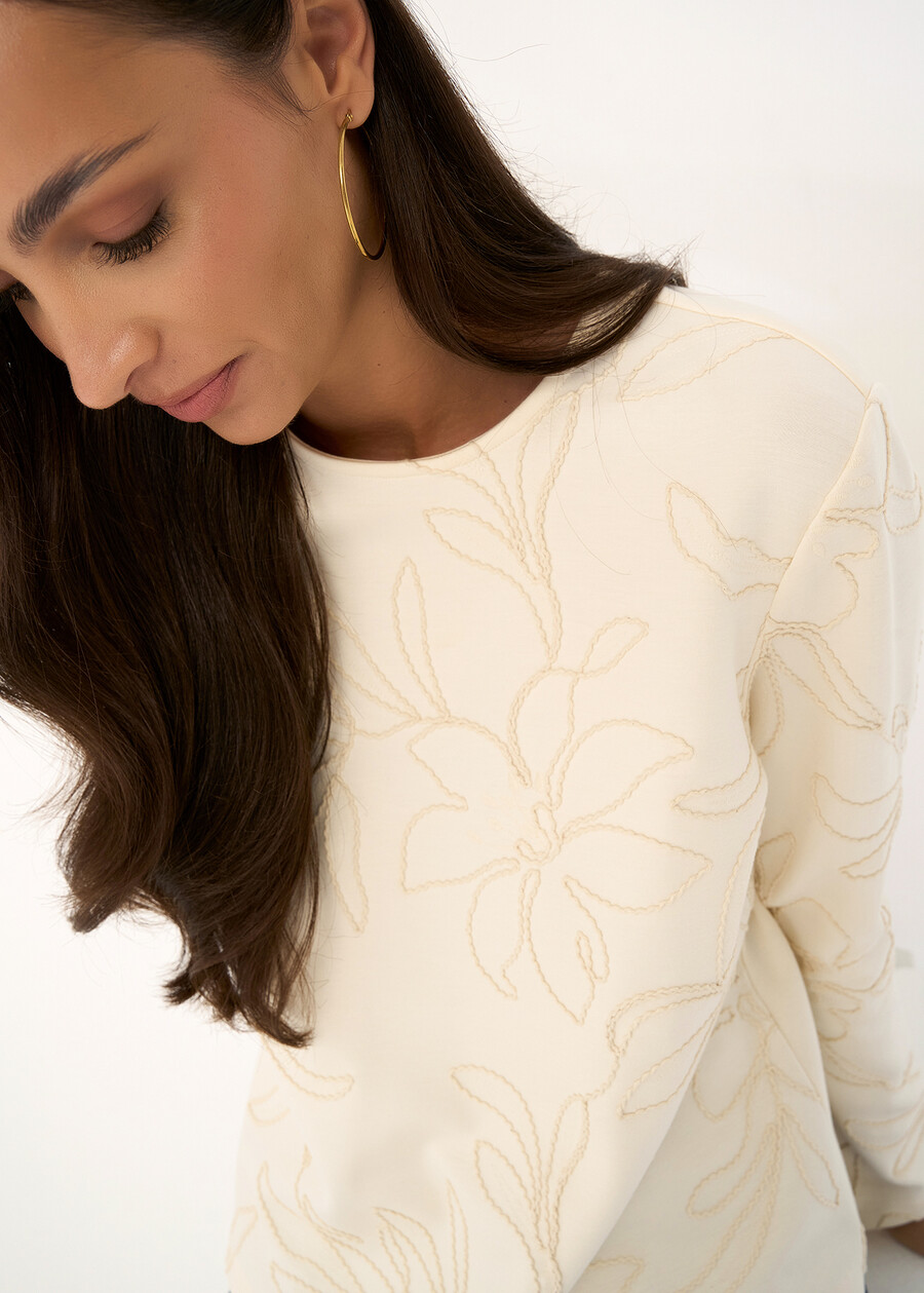 Sunny embroidered scuba sweatshirt BEIGE LATTE Woman , image number 2