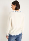Matias polo-style sweater with contrast topstitchi BEIGE LATTE Woman image number 3