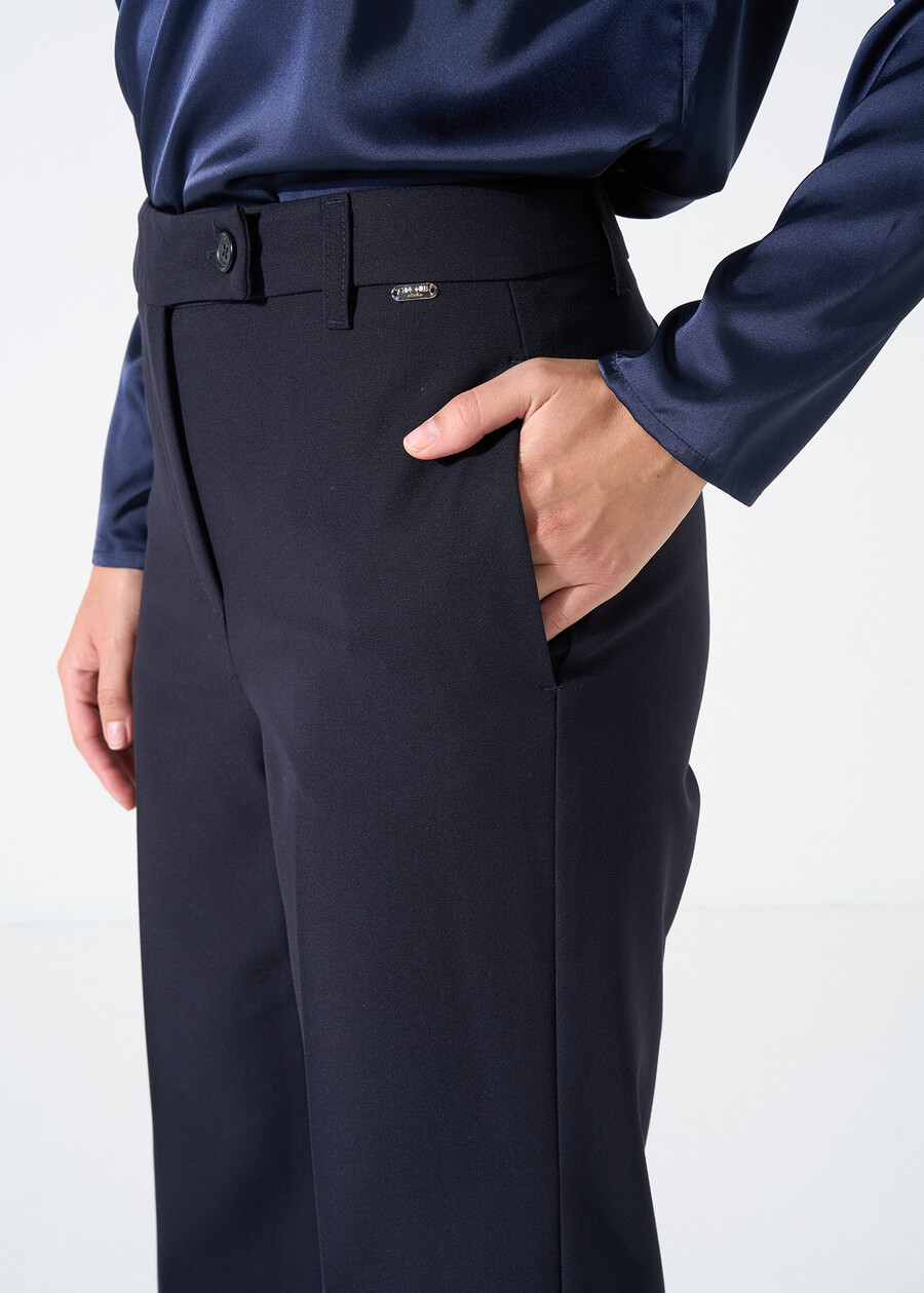 Pantaloni Giorgia ampi bi-stretch NERO BLACKBEIGE GESSOBLU Donna , immagine n. 4