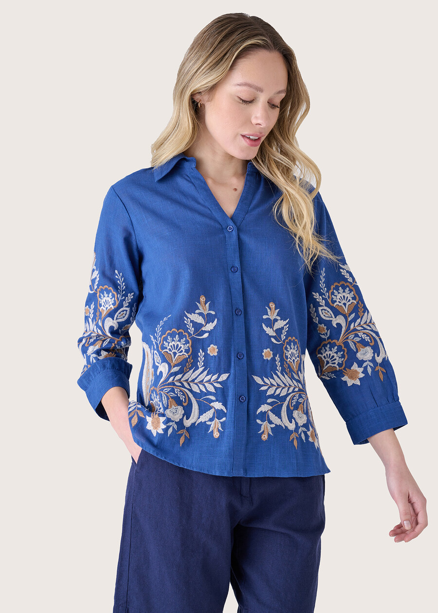 Cheryl 100% cotton shirt BLU MEDIUM BLUE Woman , image number 1