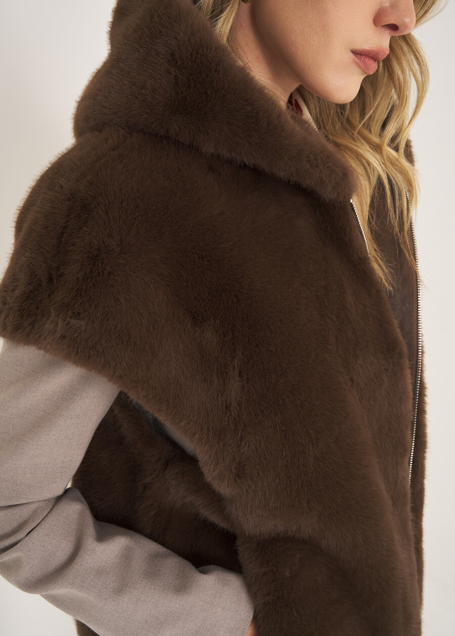 Gilet Gerwin in ecopelo MARRONE FANGO Donna , immagine n. 3