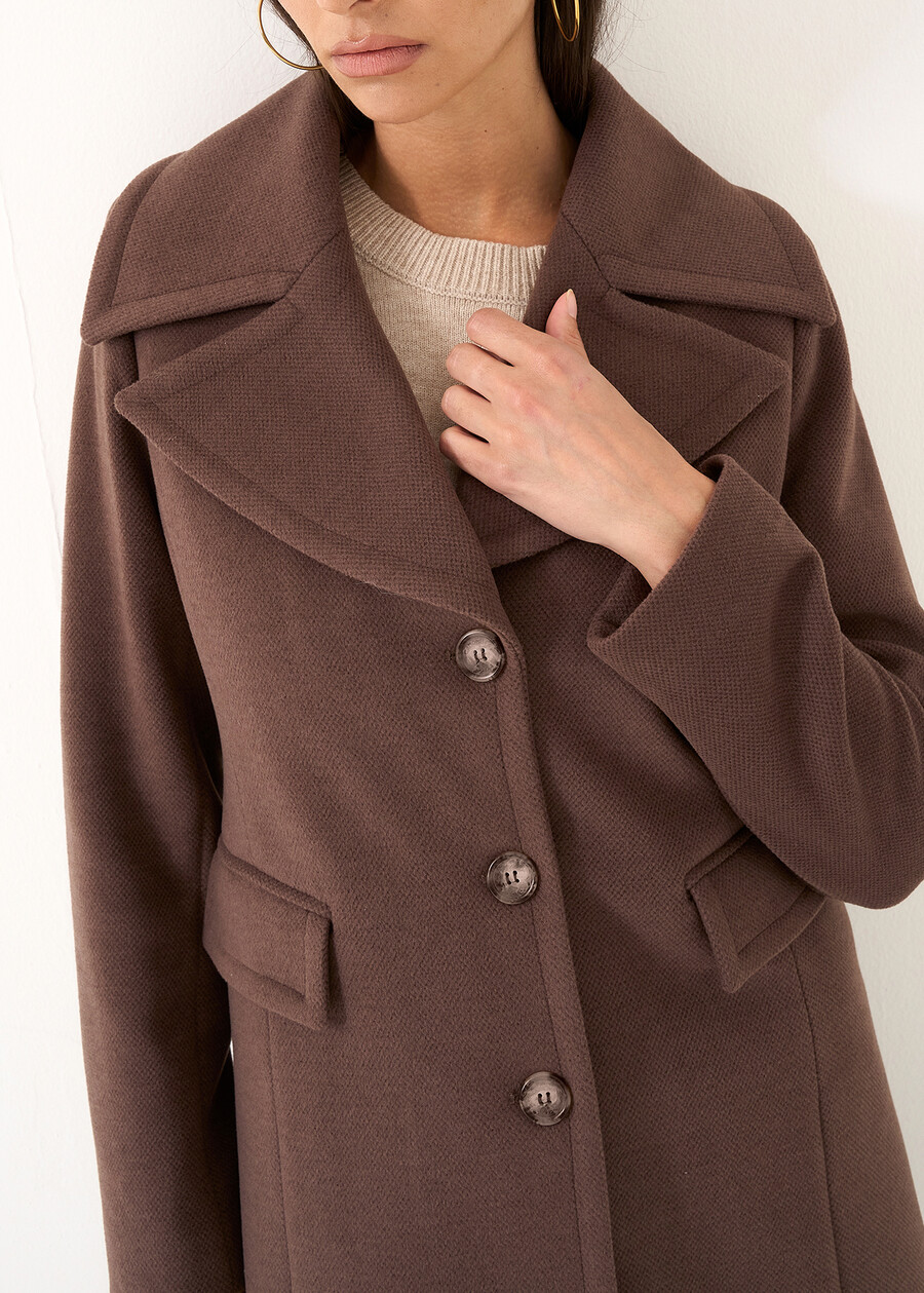 Chris single-breasted diagonal wool-blend coat BEIGE LATTEMARRONE Woman , image number 4