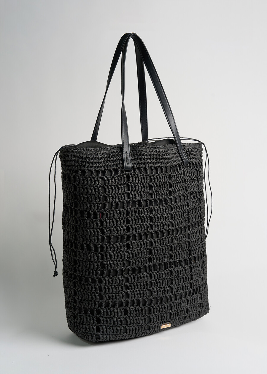 Brigitte maxi crochet shopper NERO BLACK Woman , image number 2