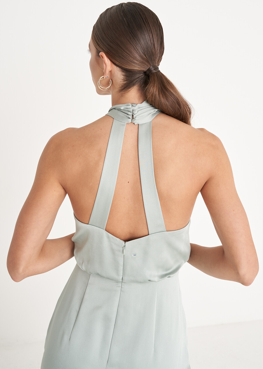 Agnes satin long dress VERDE SALVIA Woman , image number 5