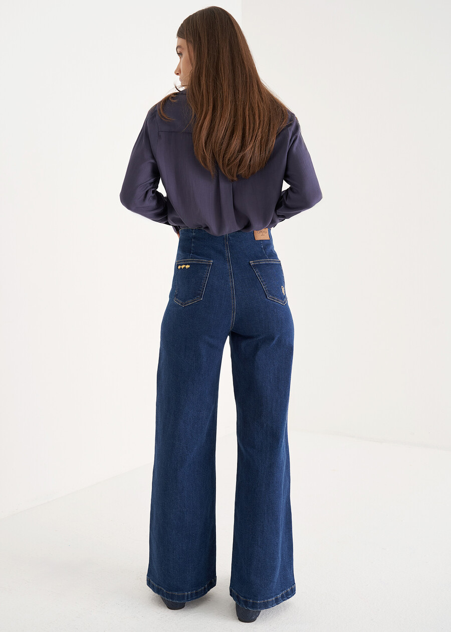 Pantalone Dannie in denim di cotone BIANCO WHITEDENIM DARK DENIM Donna , immagine n. 4