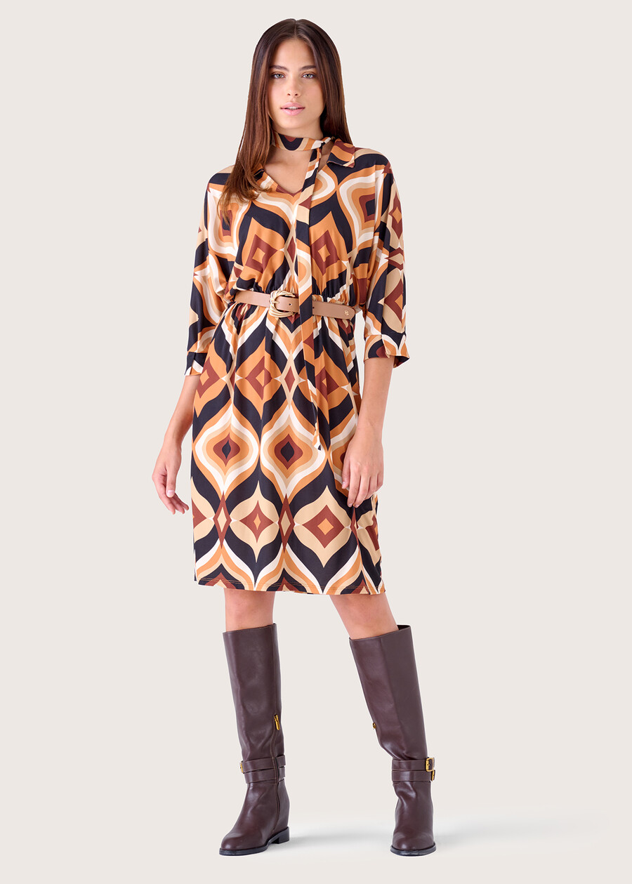 Adrianne patterned dress BEIGE TAUPE Woman , image number 1