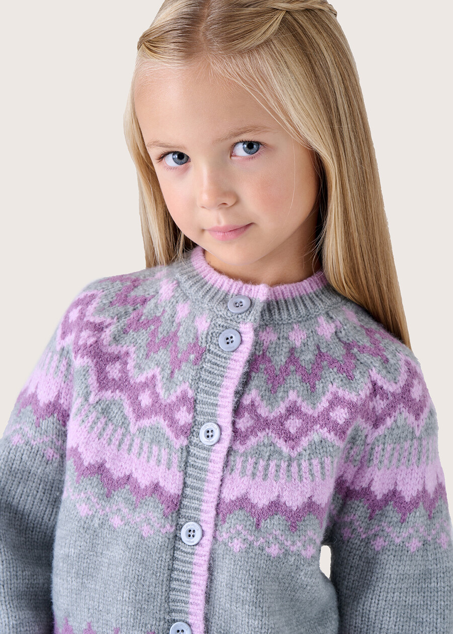 Chica Norwegian patterned girly cardigan GRIGIO LIGHT GREY Woman , image number 2