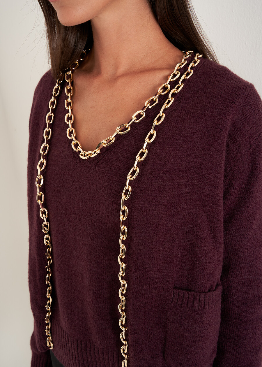 Crimea cardigan with gold chain BLU MIDNIGHTVIOLA VINACCIA Woman , image number 2