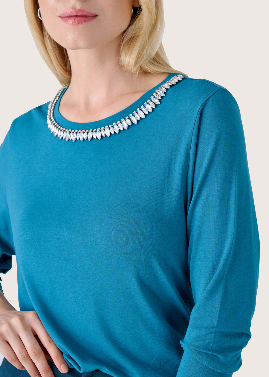 Soleil jersey with crystals BLUE COLONIALVIOLA UVA Woman , image number 2