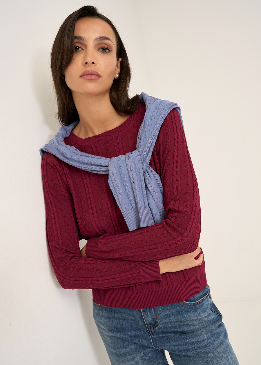 Maglia Mabel a girocollo ROSSO BORDEAUXCELESTE POLVERE Donna , immagine n. 1