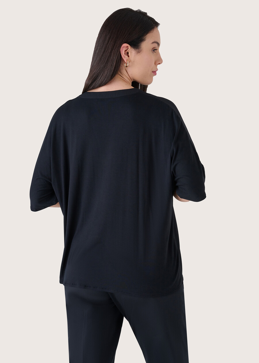 Balto double fabric blouse NERO BLACK Woman , image number 3