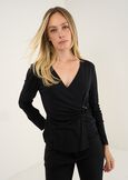 Maglia Suemi scollo a V con anello ROSSO BORDEAUXNERO Donna immagine n. 1
