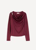 T-shirt Suemy con cappuccio e strass ROSSO BORDEAUXBLU Donna immagine n. 5