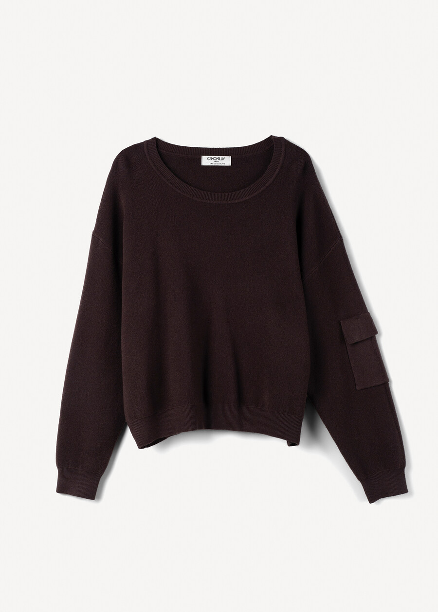 Monia sweater with sleeve pocket MARRONE CAFFEGRIGIO PERLA Woman , image number 5