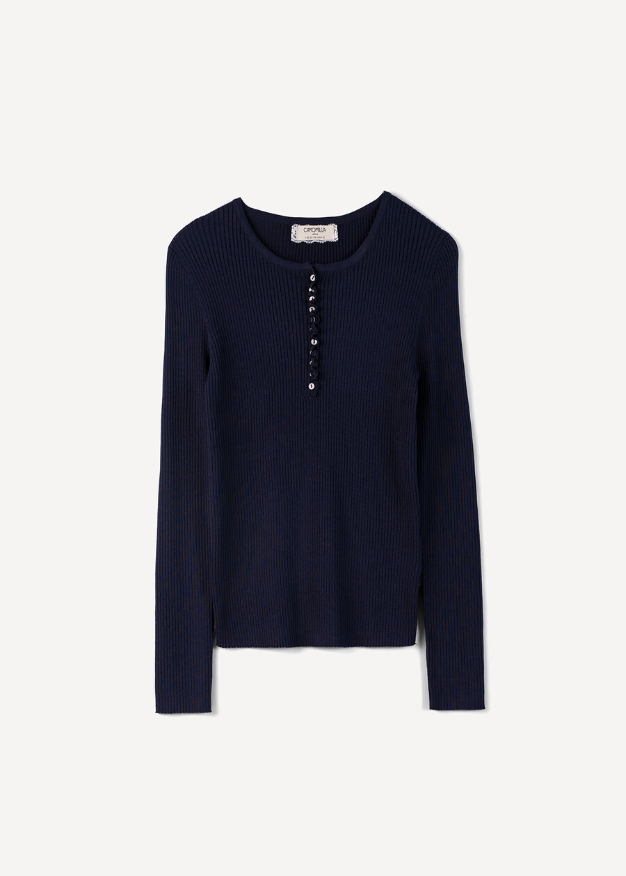 Maglia girocollo Mar con bottoni BLU Donna , immagine n. 5