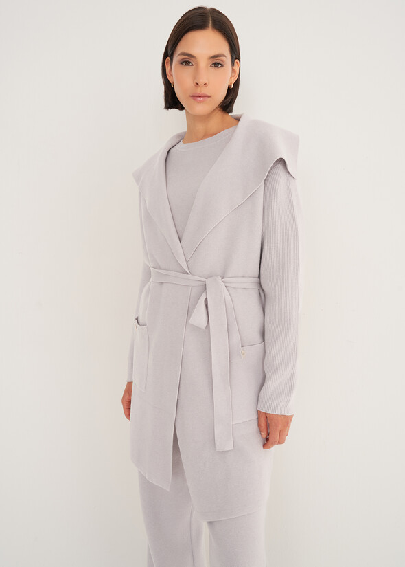 Cardigan Clotilde con collo a scialle GRIGIO PERLA Donna null