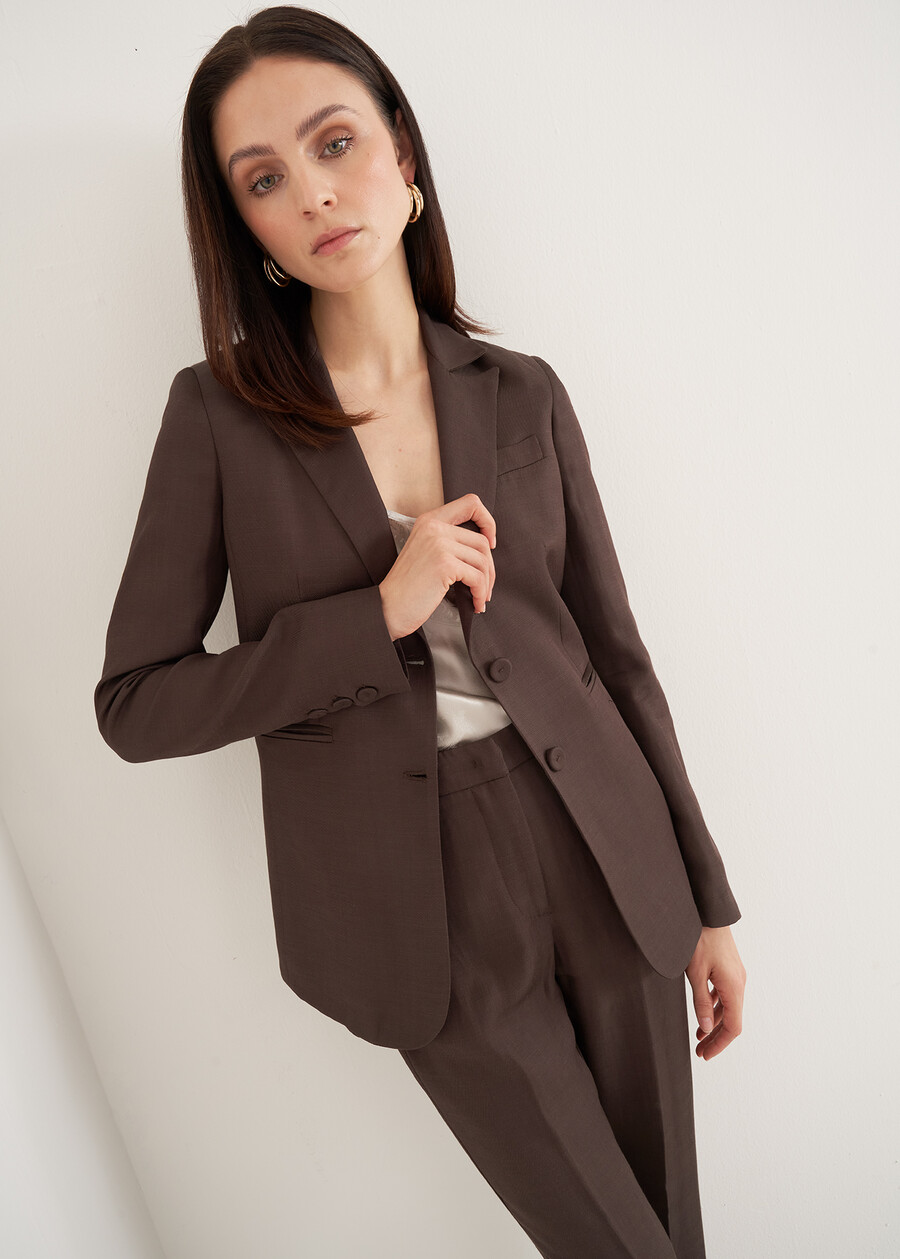 Giulia Linen And Viscose Blazer MARRONE JAVAARANCIO CAROTENE Woman , image number 2