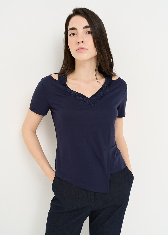 Shony T-shirt with crystals BLU Woman null