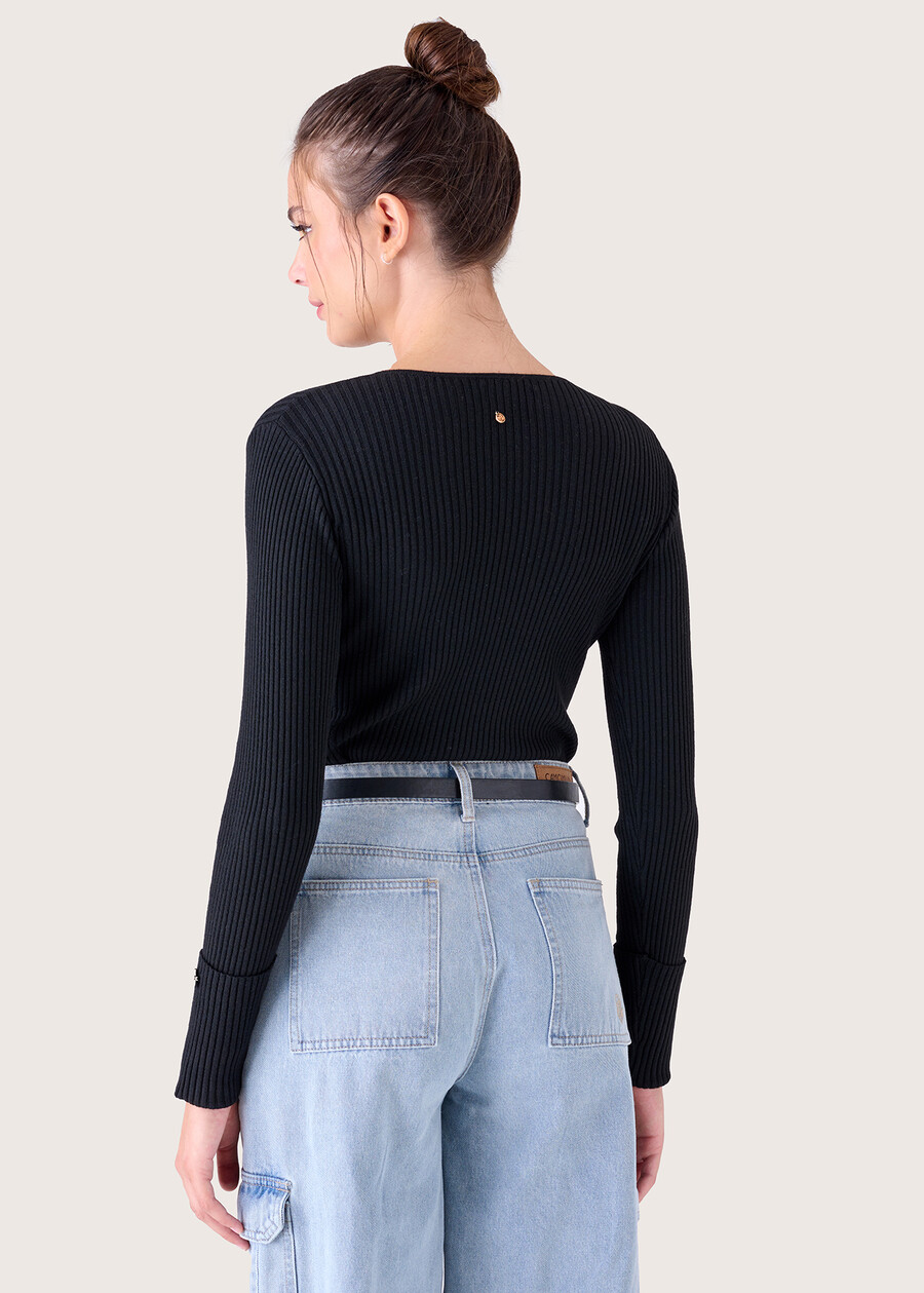 Maglia aderente Milva NERO BLACK Donna , immagine n. 3