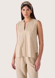 Tamar linen and cotton top BEIGE SAFARIBLUE OLTREMARE  Woman image number 1