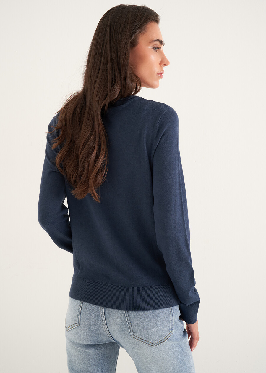 Cardigan Cristal girocollo BLU MIDNIGHTGRIGIO DARK GREY Donna , immagine n. 3