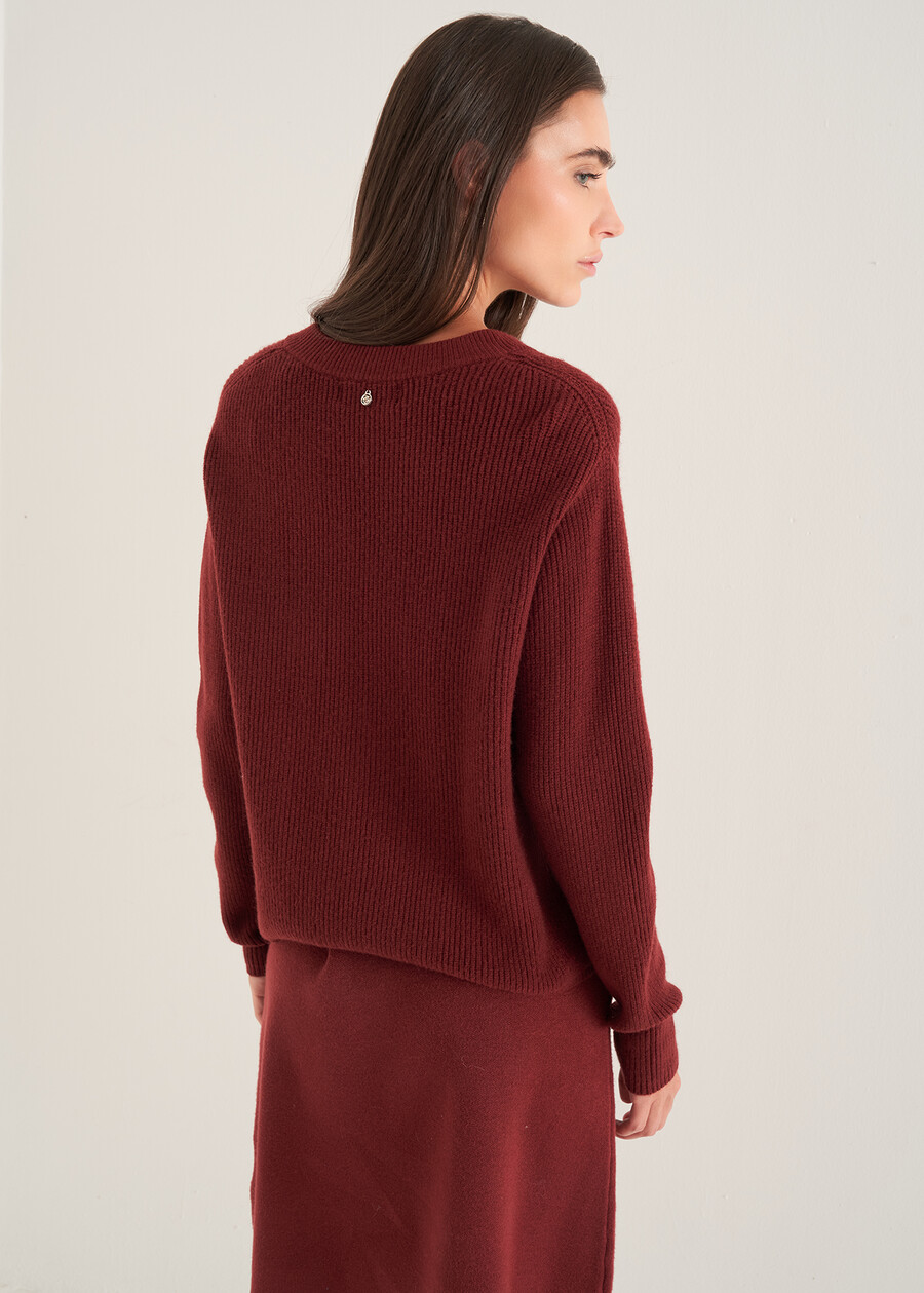 Marisa V-neck sweater with fringes ROSSO CHIANTI Woman , image number 3