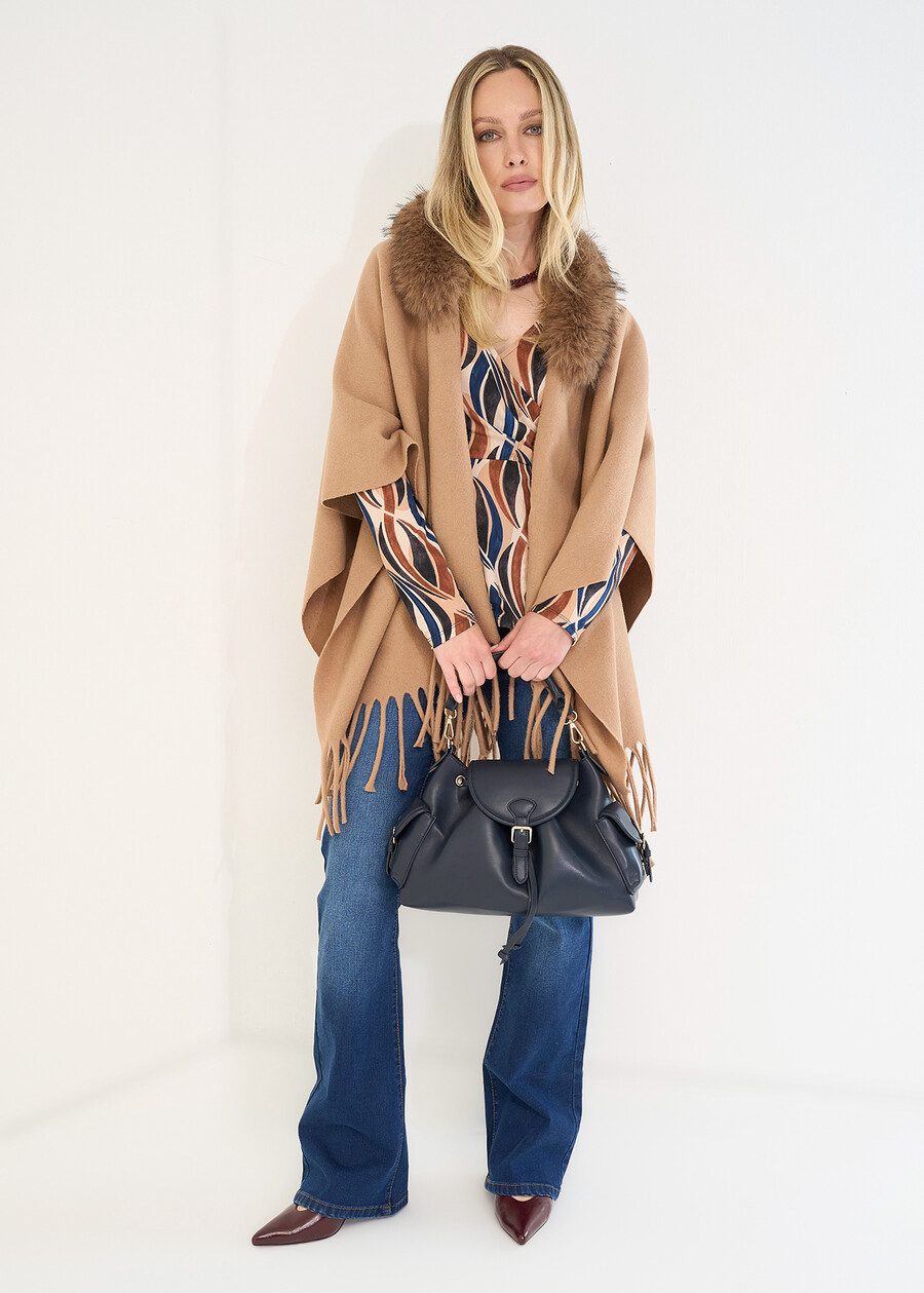 Mantella Mendy con collo ecopelo MARRONE Donna , immagine n. 5