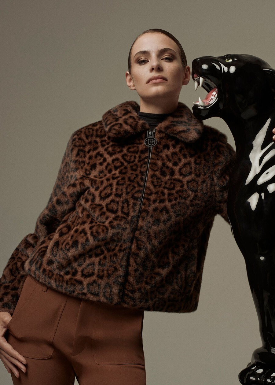 Giubbino Ganda in ecopelo animalier MARRONE TABACCO Donna , immagine n. 1