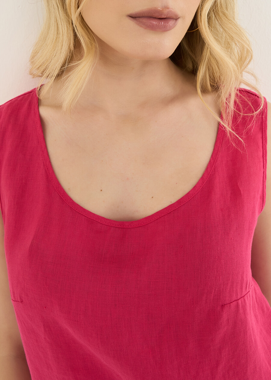 Titan linen and cotton tank top VERDEBLUROSA FUCSIABLU Woman , image number 2
