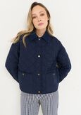 Glossy quilted jacket with denim details BLU Woman image number 1