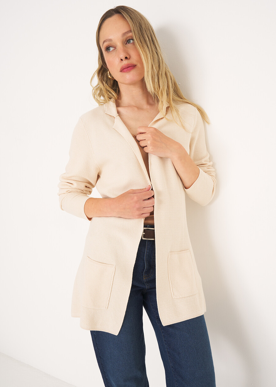 Cardigan Coral Midnight in filo BLU MIDNIGHTBIANCO BURRO Donna , immagine n. 1