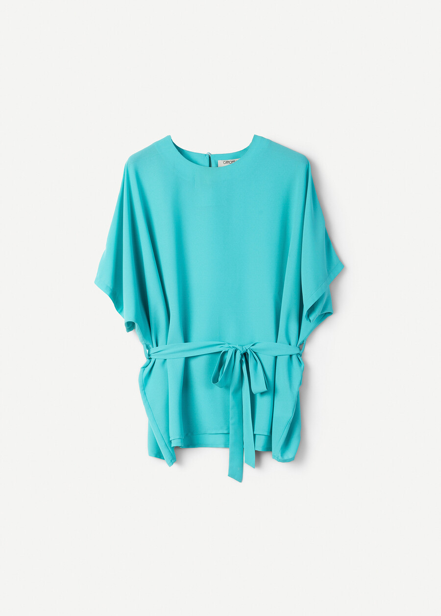Blusa Benor in georgette BLUE TURCHESEVERDE SALVIA Donna , immagine n. 5