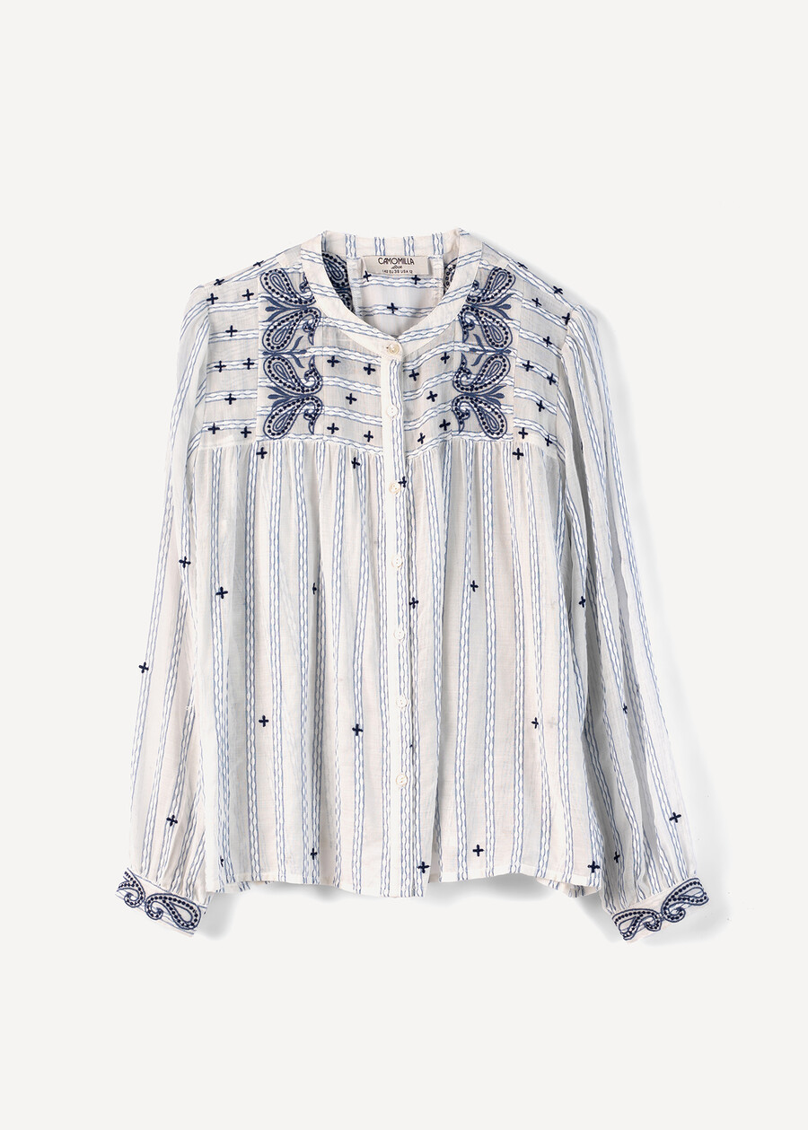 Camicia Carmen cotone ricamata BEIGE LATTE Donna , immagine n. 4