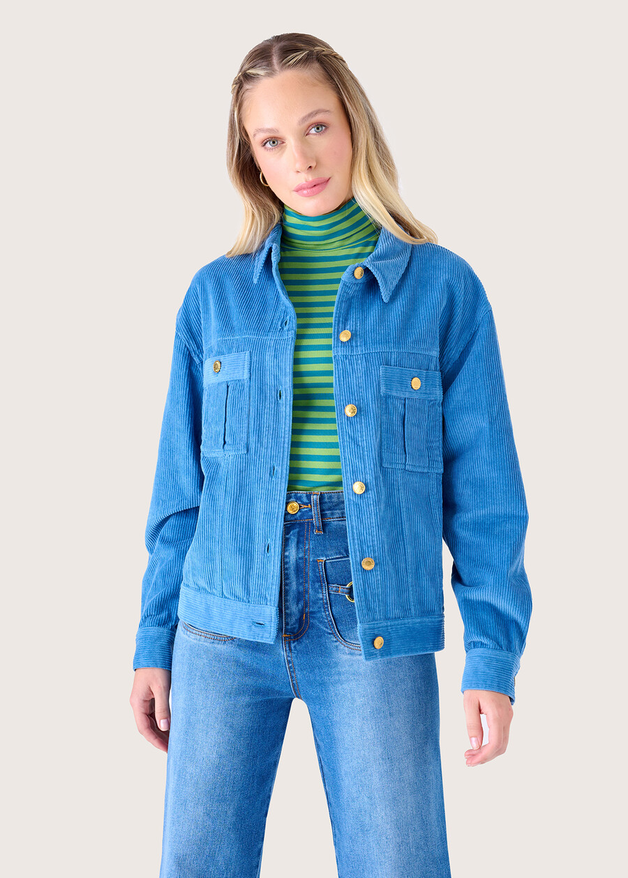 Giubbotto Gigi in 100% velluto di cotone BLU AVION Donna , immagine n. 2