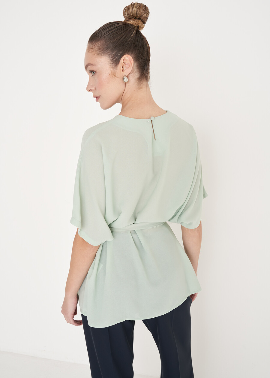 Blusa Benor in georgette BLUE TURCHESEVERDE SALVIA Donna , immagine n. 3