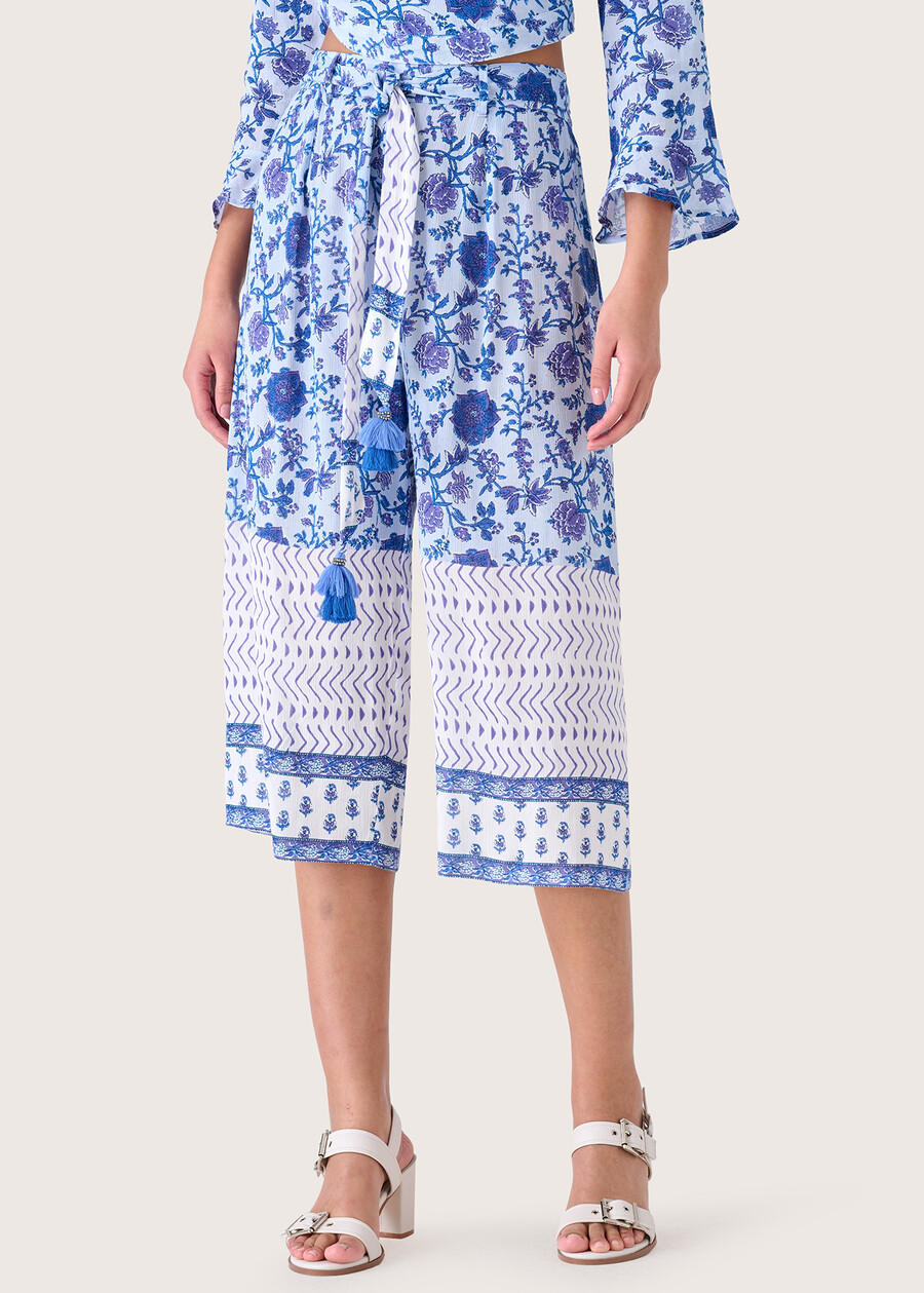 Puna 100% viscose Capri trousers BLU ELETTRICO Woman , image number 2