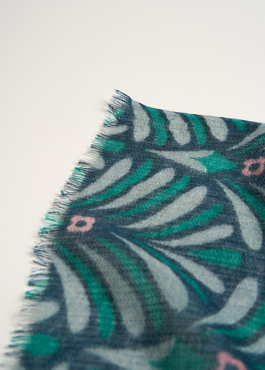 Samanta patterned wool scarf BLU Woman , image number 3