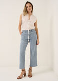 Tony cotton voile top with flounce BIANCO WHITENERO BLACK Woman image number 4